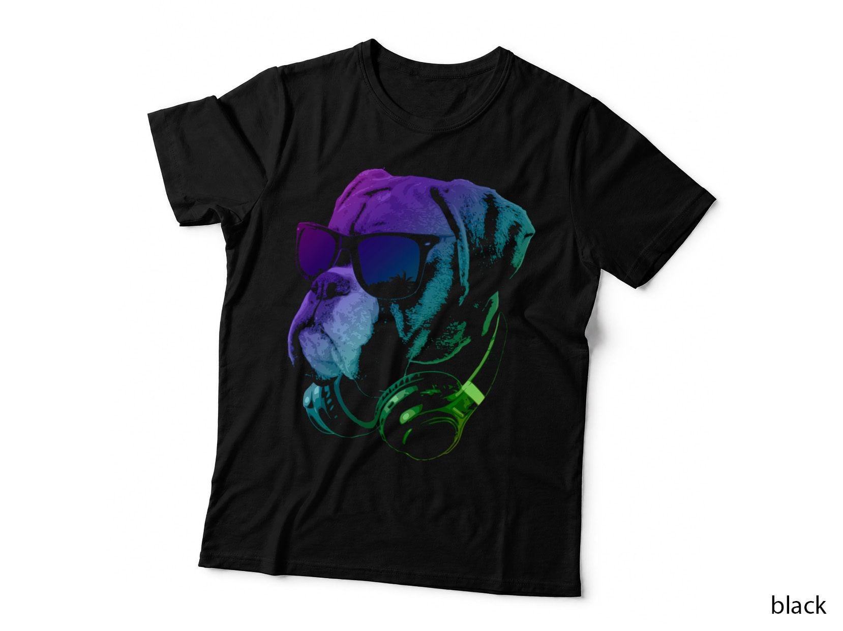 Boxer Dog with Sunglasses and Headphones, Funny Pet, Canine Style T-Shirt
