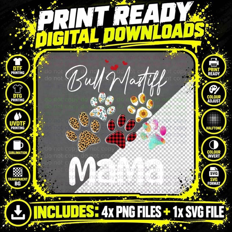 Bull Mastiff Mama Shirt - Bull Mastiff Lover Png SVG Digital Bundle