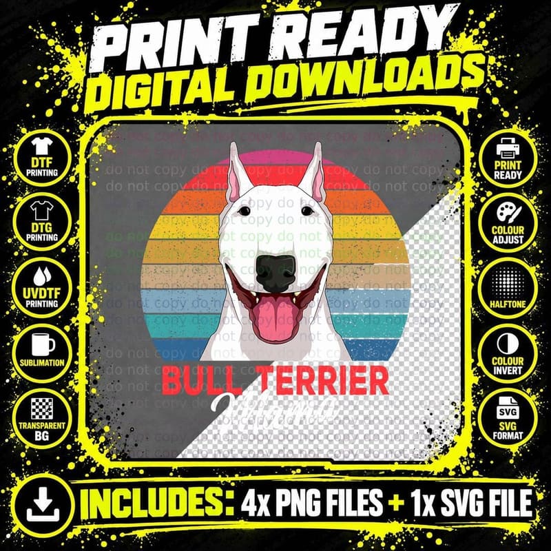 Bull Terrier Mama Bully Dog Mom Girls Png SVG Digital Bundle