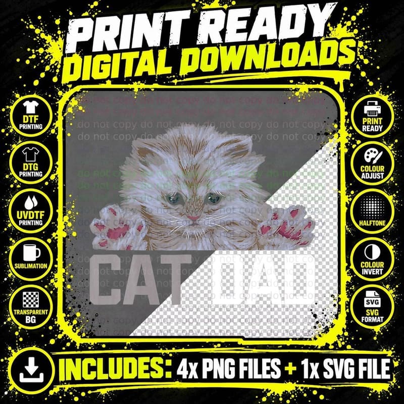 Cat Dad Daddy Kitten Kitty Owners Fur Parent Cat Lover Png SVG Digital Bundle