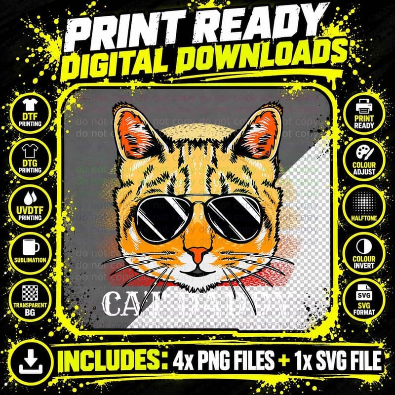 Cat Daddy for Men Ginger Cat a Fathers Day from Cat Png SVG Digital Bundle