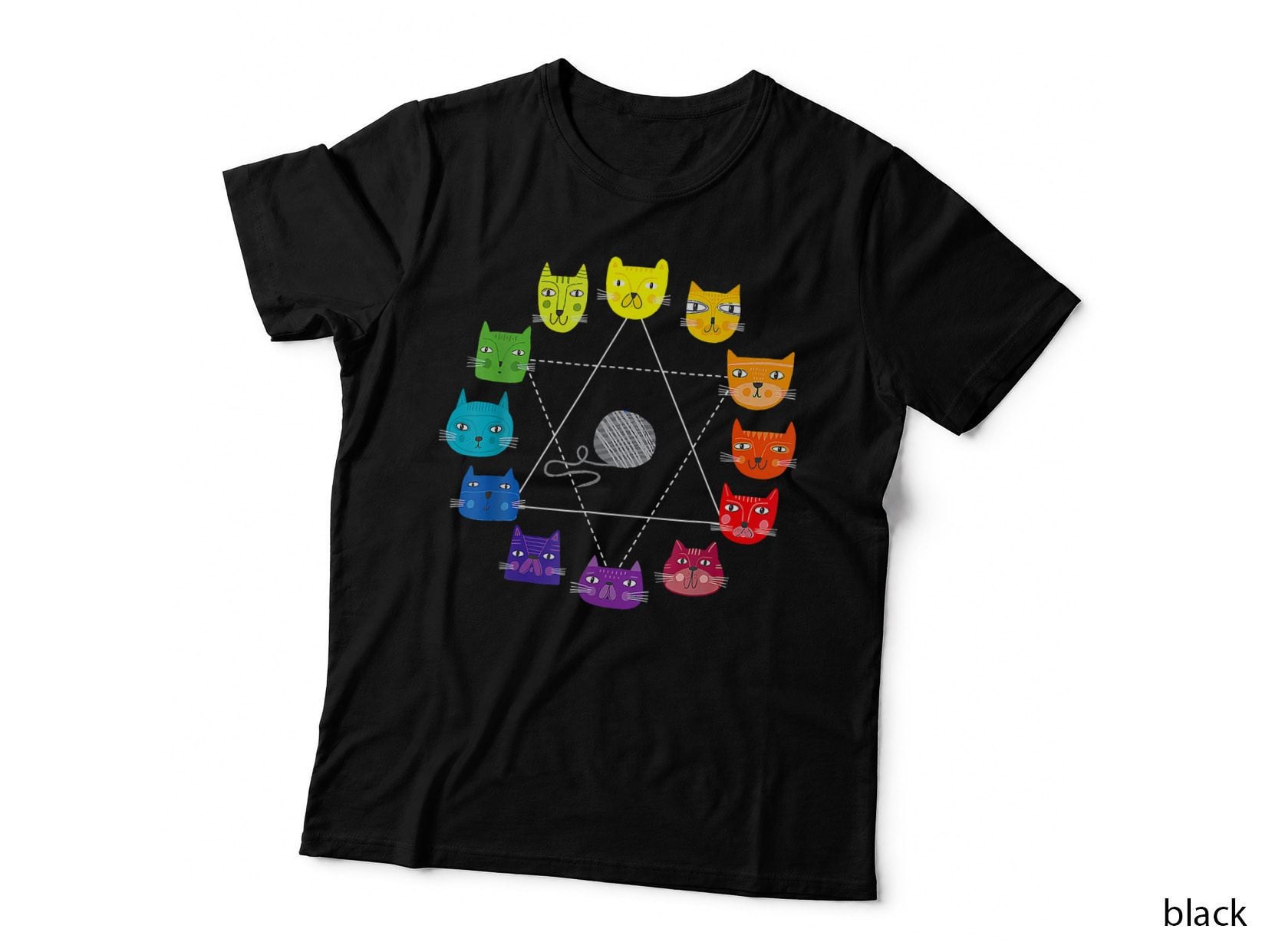 Cat Hemed Artist Color Wheel Educational Art Eacher T-Shirt