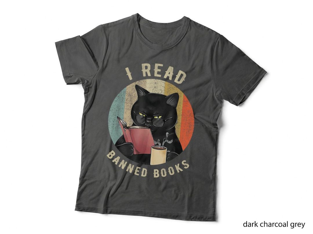 Cat I Read Banned Books Funny Bookworms Reading Book T-Shirt