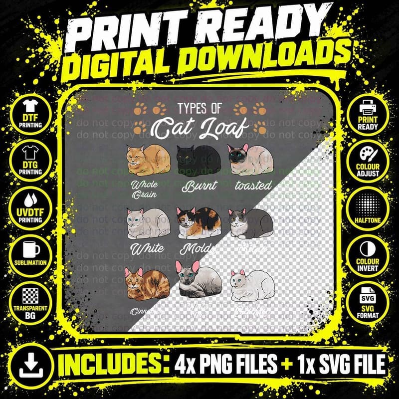 Cat Lover's Kitty Kitten Loaf Shirt - Classic Fit Black Png SVG Digital Bundle