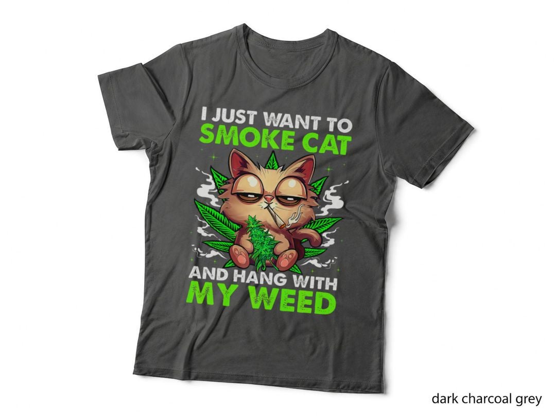 Cat Smoking Bong Cannabis Lover Marijuana Weed Leaf T-Shirt, Gift Tee