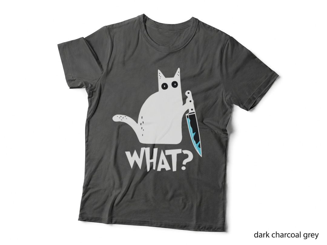 Cat What Murderous Black Cat, with Knife Gift T-Shirt, Gift Tee
