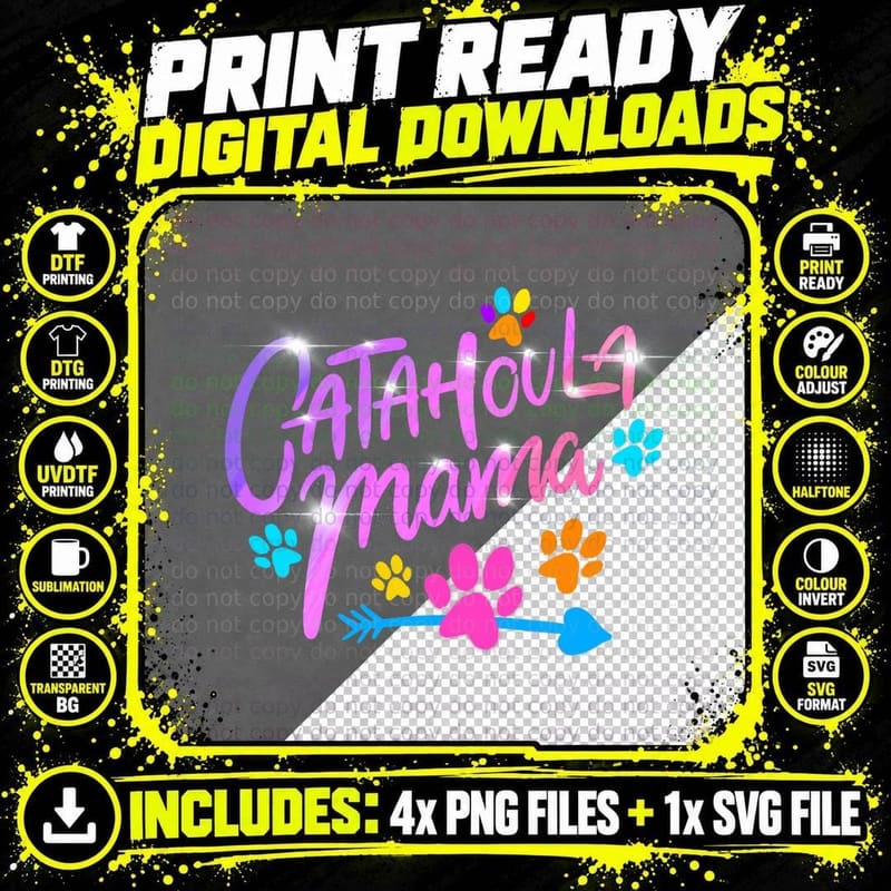 Catahoula Mama Catahoula Leopard Dog Lover Mom Mother Png SVG Digital Bundle