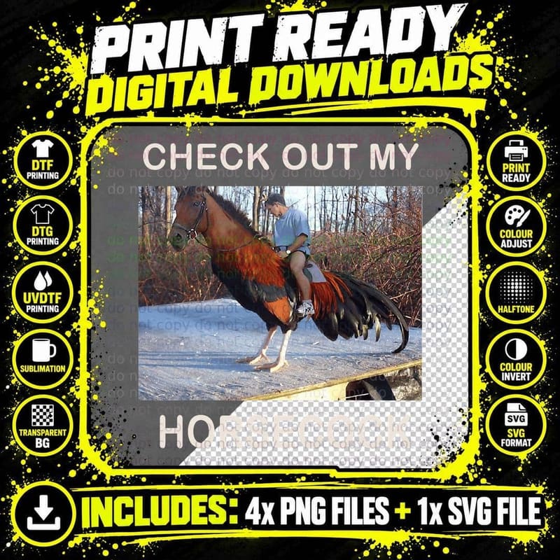 Check Out My Horsecock Funny Horse Cock Meme Hilarious Png SVG Digital Bundle