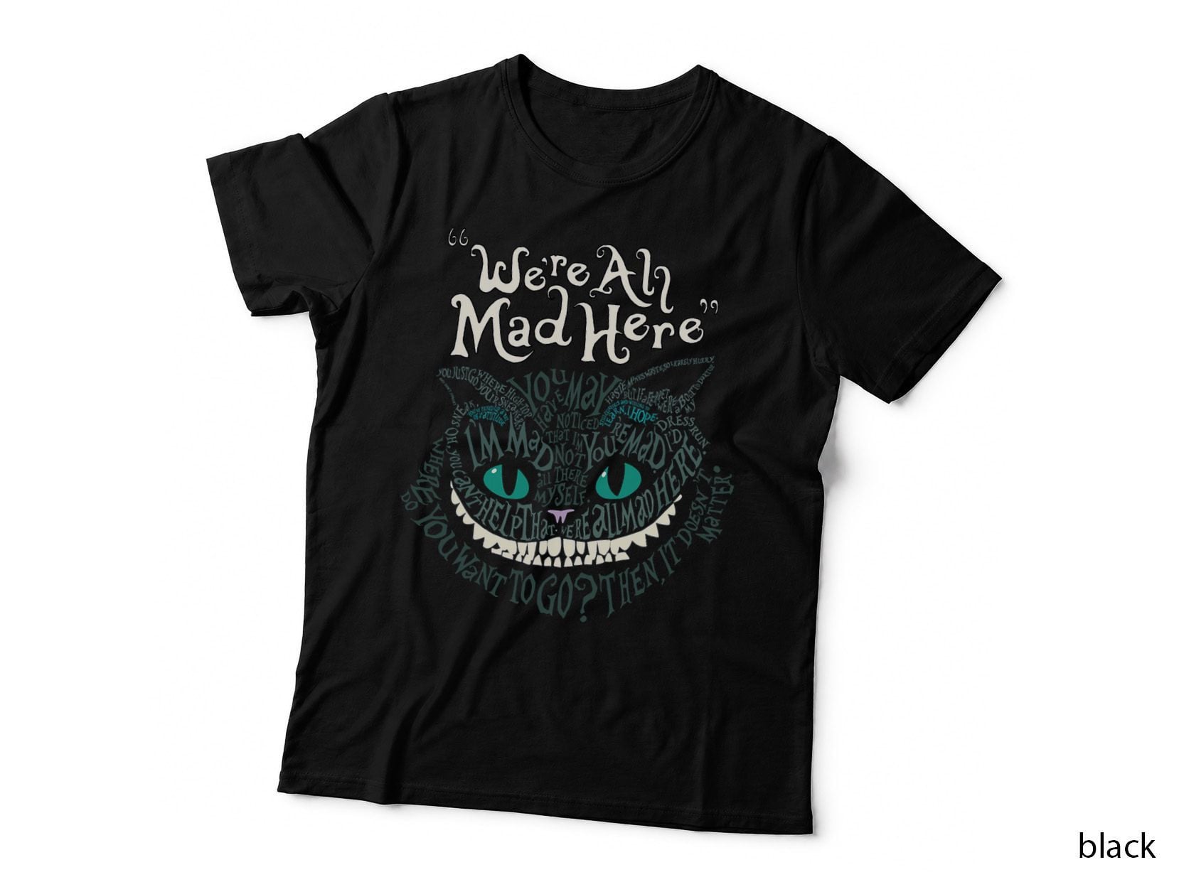 Cheshire Alice Cat We're All Mad Here Wonderland, Alice in Wonderland T-Shirt