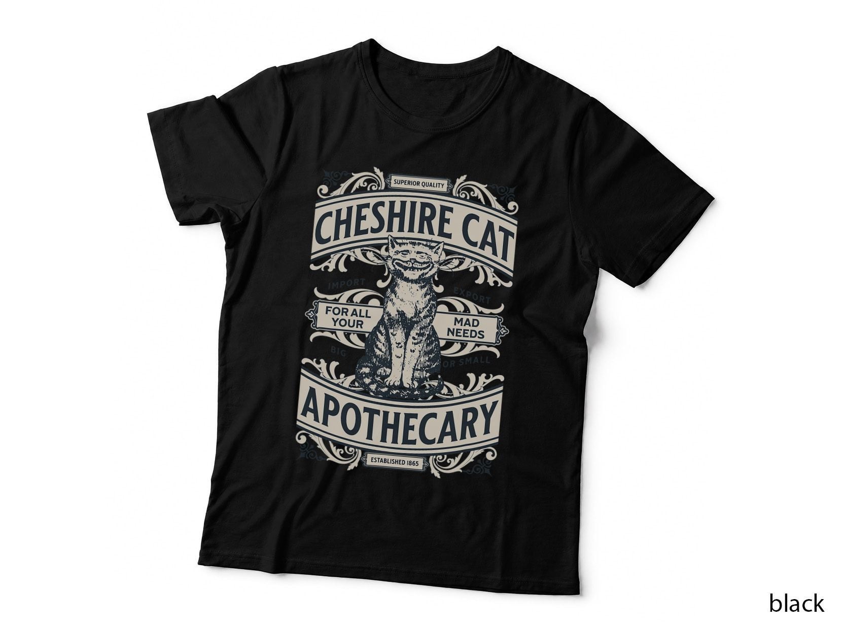 Cheshire Cat - Alice in Wonderland Vintage Book Design T-Shirt