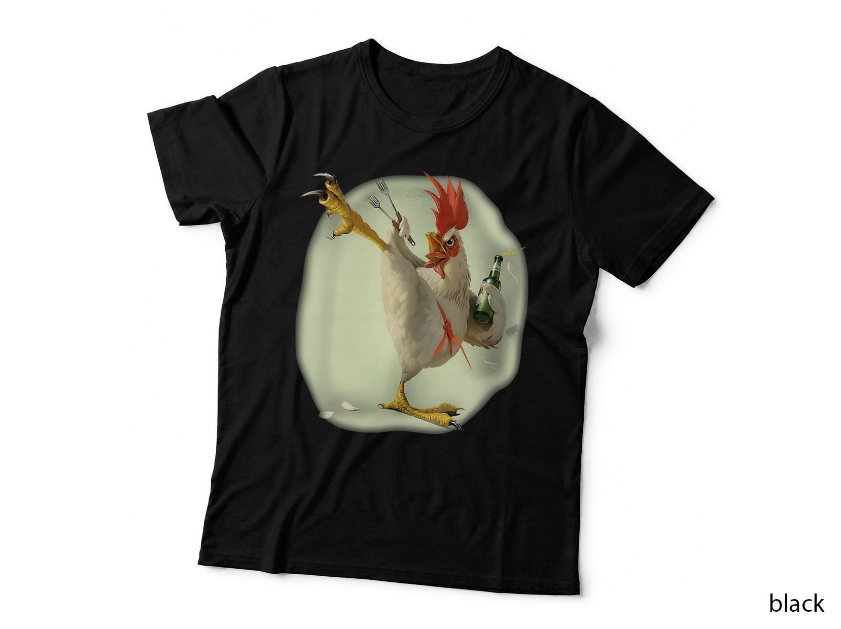 Chicken Beer Karate Kick Cool Chicken Funny Chicken Farmer T-Shirt