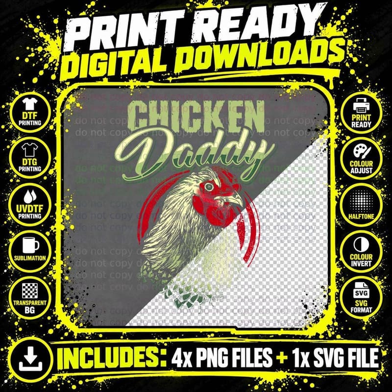 Chicken Daddy Chicken Dad Farmer Poultry Farmer Png SVG Digital Bundle