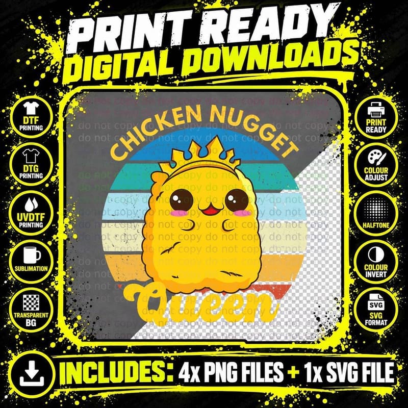 Chicken Nugget Queen Nug Life Funny Chicken Nugget Lover Png SVG Digital Bundle