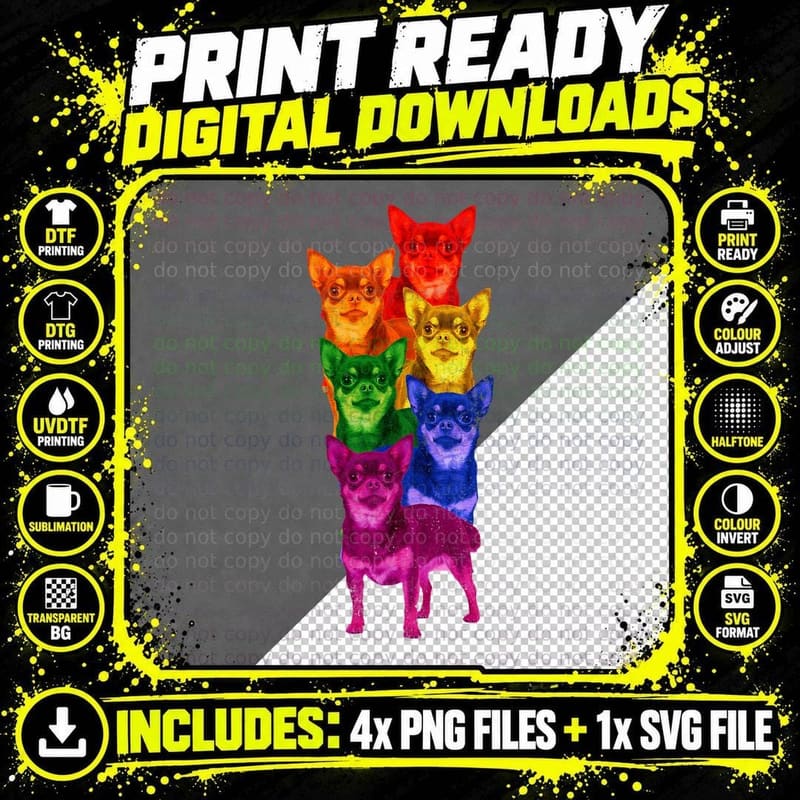 Chihuahua Rainbow Flag Gay Pride LGBT Dog Lover, LGBTQ+ Png SVG Digital Bundle