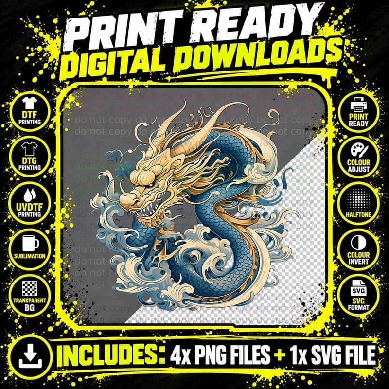 Chinese Asian Culture Dragon Japanese, Traditional Png SVG Digital Bundle