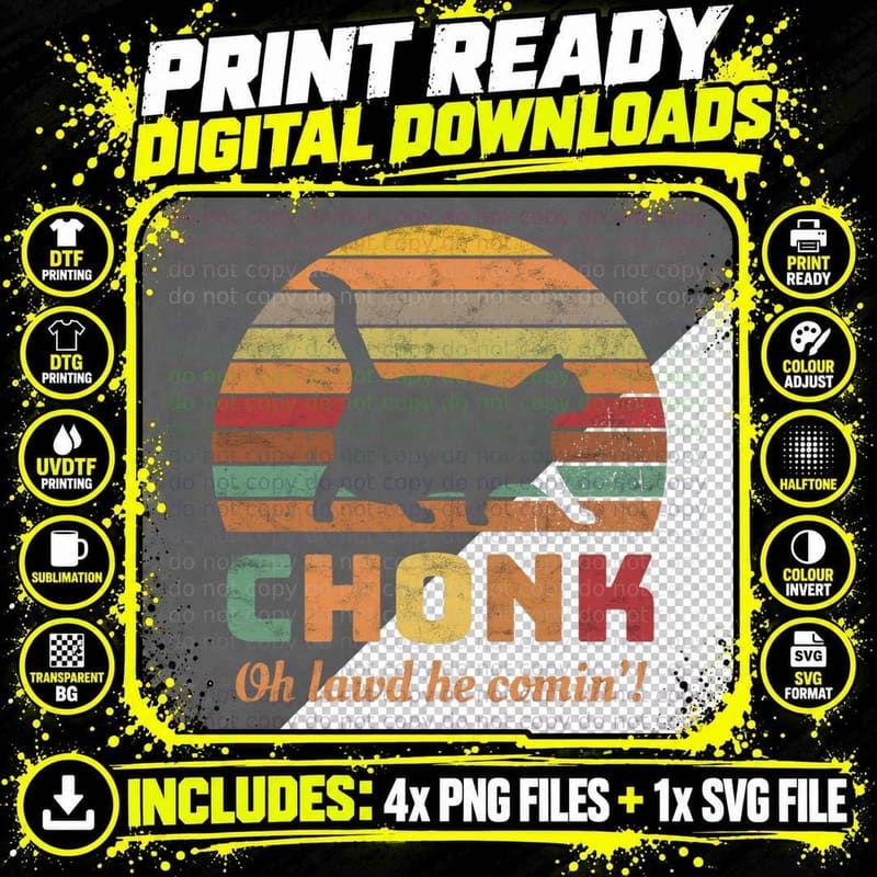 Chonk Scale Cat Meme Chonk Cat, Fat Cat Png SVG Digital Bundle