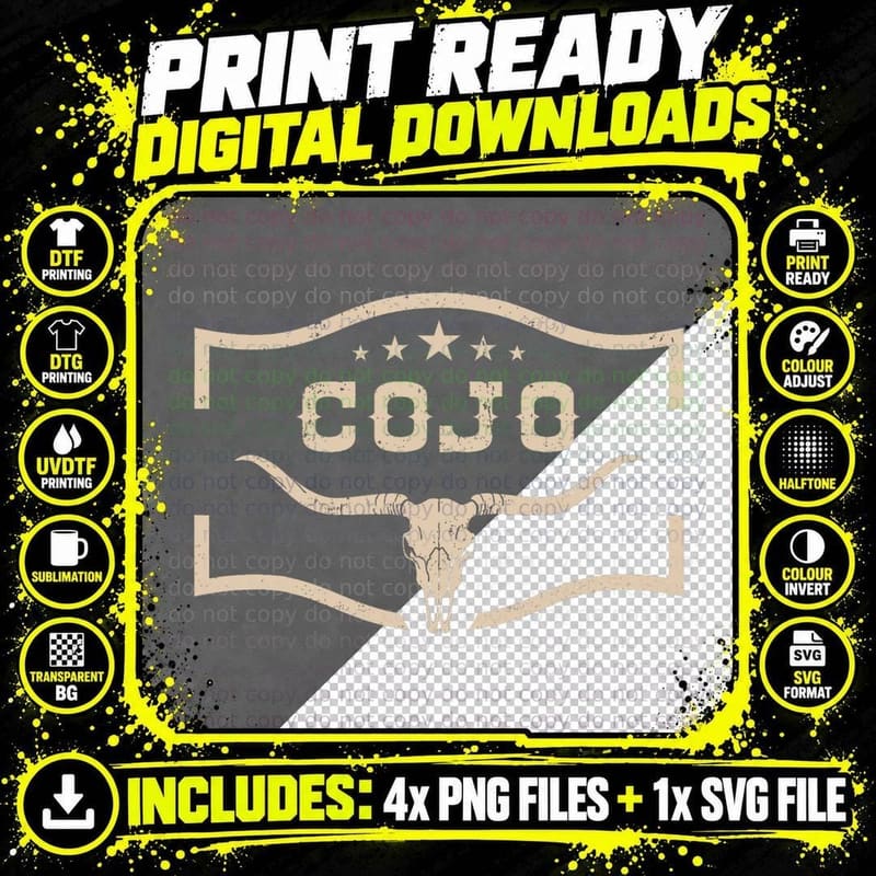 Classic Cojo Cow Name Distressed Vintage Retro Png SVG Digital Bundle