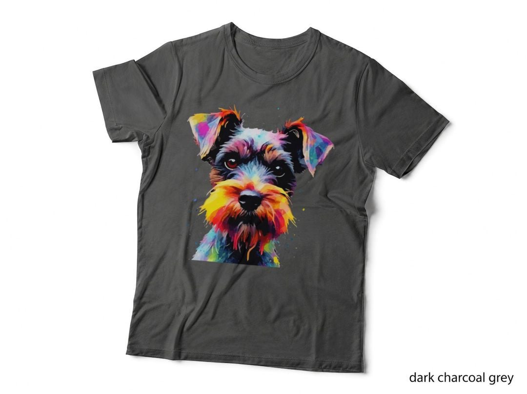 Colorful Pop Art Miniature Schnauzer Lover Portrait, Dog Lovers T-Shirt