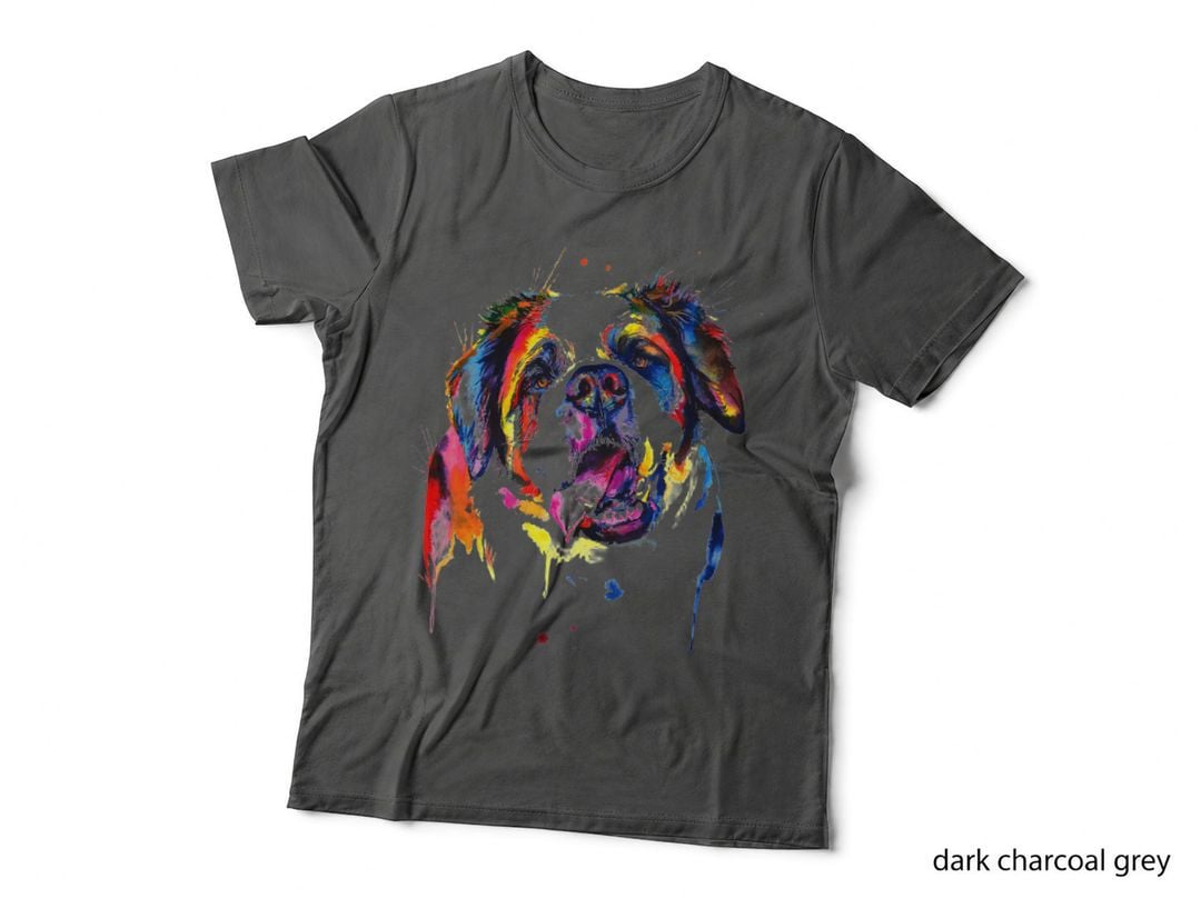 Colorful Saint Bernard Dog Love-R Dad Mom, Boy Girl Funny T-Shirt