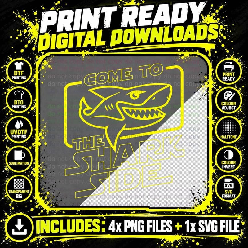 Come to the Shark Side - Funny Shark Lover Ocean Png SVG Digital Bundle