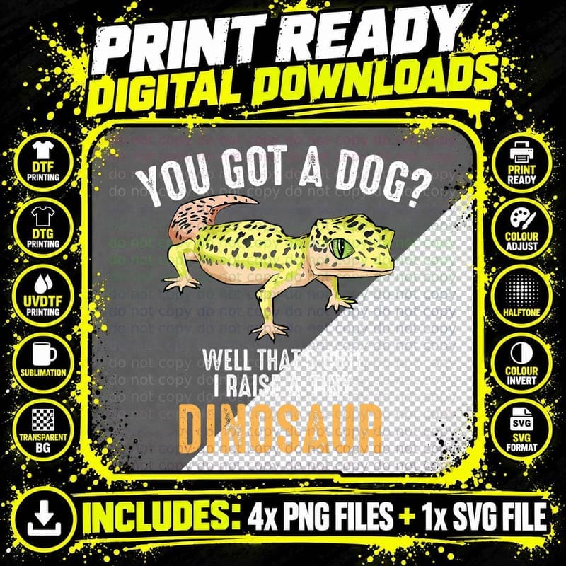 Cool I Raise Tiny Dinosaur Funny Leopard Gecko Pet Gift Png SVG Digital Bundle
