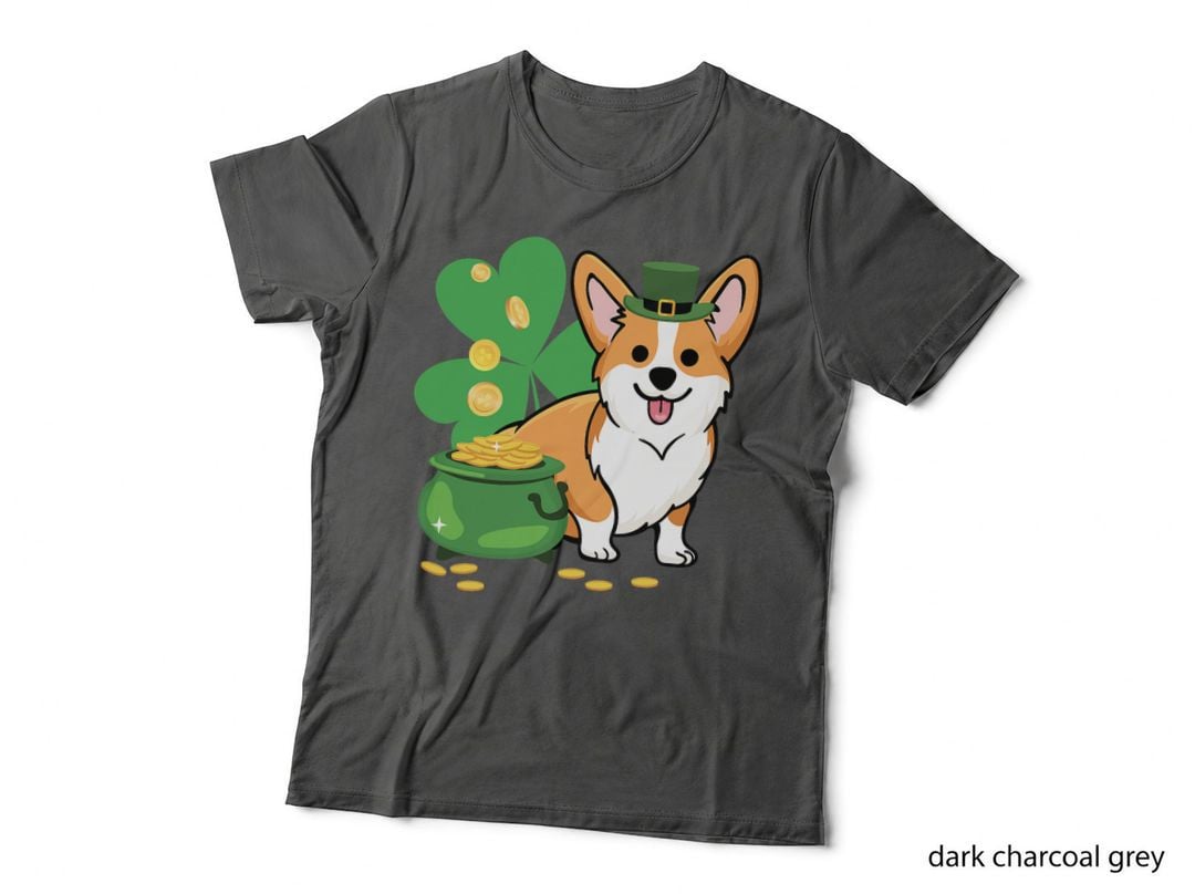 Corgi St Patricks Day with Leprechaun Hat, Irish Dog, Shamrock, Celtic T-Shirt