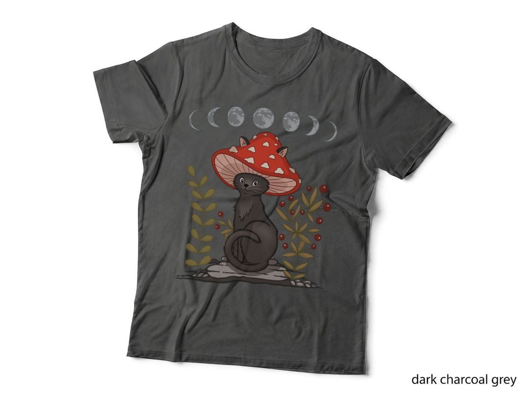Cottagecore Cat Mushroom T-Shirt