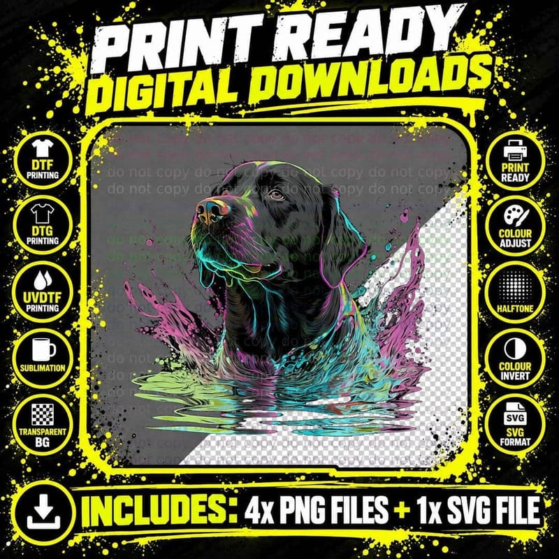 Cute Black Lab Black Labrador Retriever Puppy Dog Mom Png SVG Digital Bundle