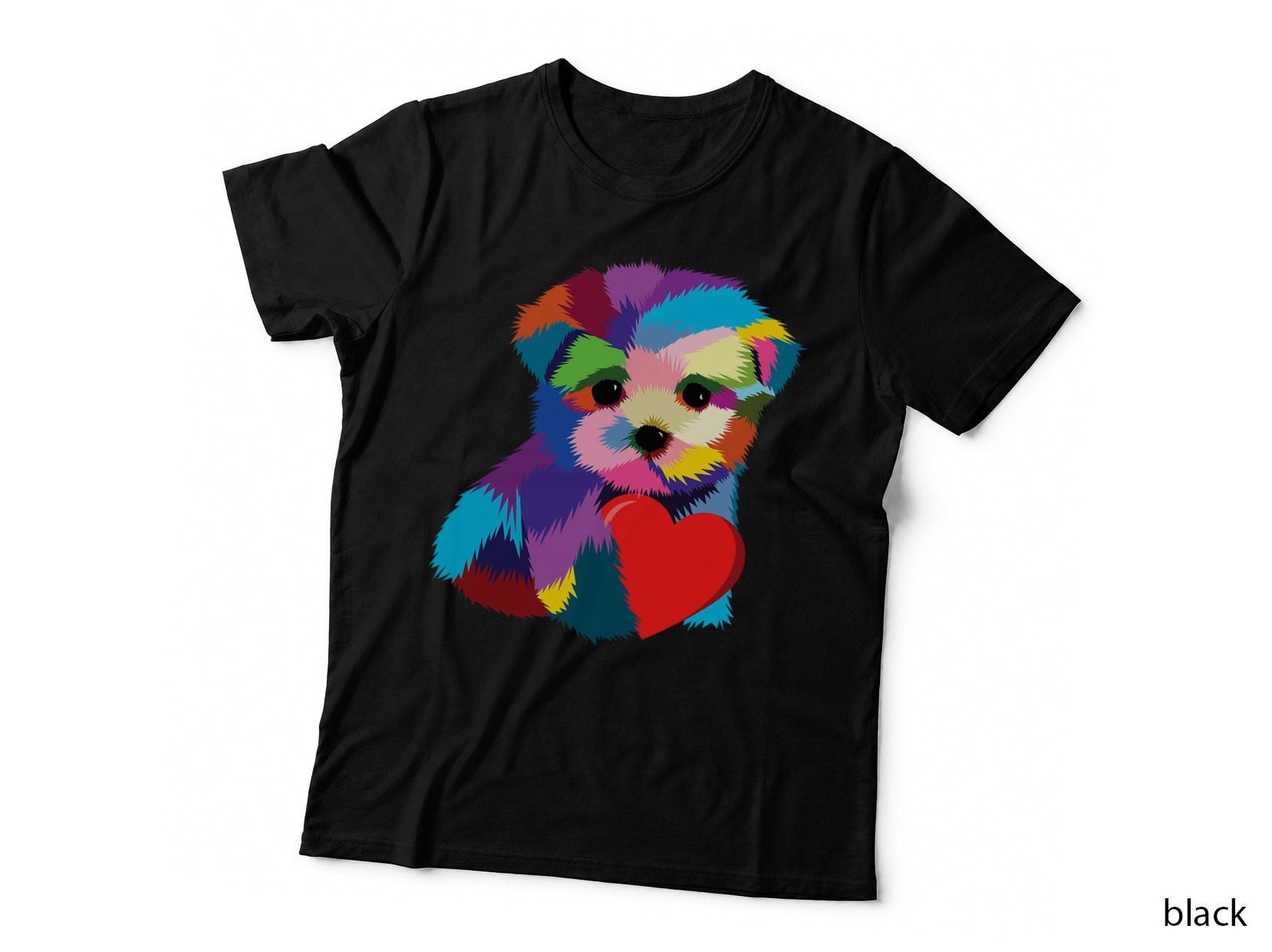 Cute Dog Rescue Gift for Women Men Teens Rainbow Puppy Heart T-Shirt