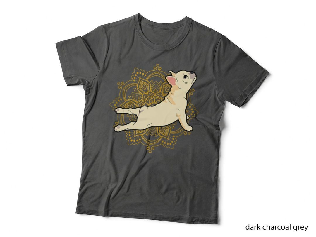 Cute Funny Frenchie Bulldog Bhujangasana Yoga, French Bulldog Yoga T-Shirt