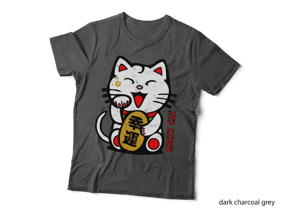 Cute Lucky Cat Maneki-Neko Japanese Good Luck Feng Shui T-Shirt