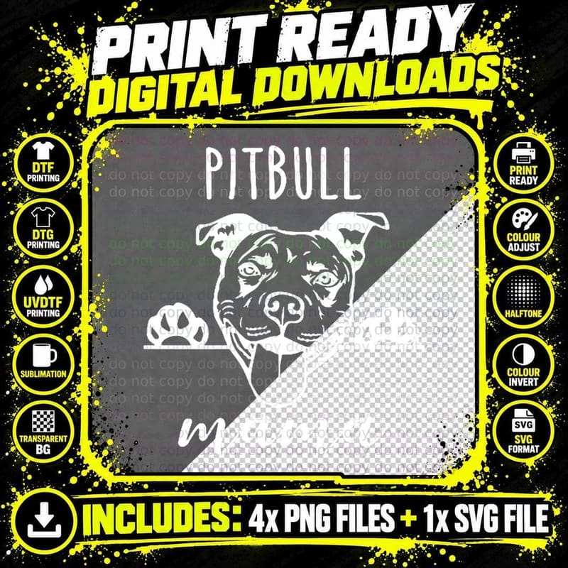 Cute Pitbull Mama Pocket Funny Hiding Dog Pet Mom Lover Png SVG Digital Bundle