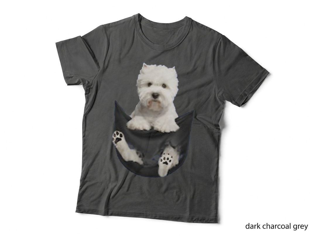 Cute Westie Mom West Highland White Terrier in Pocket T-Shirt