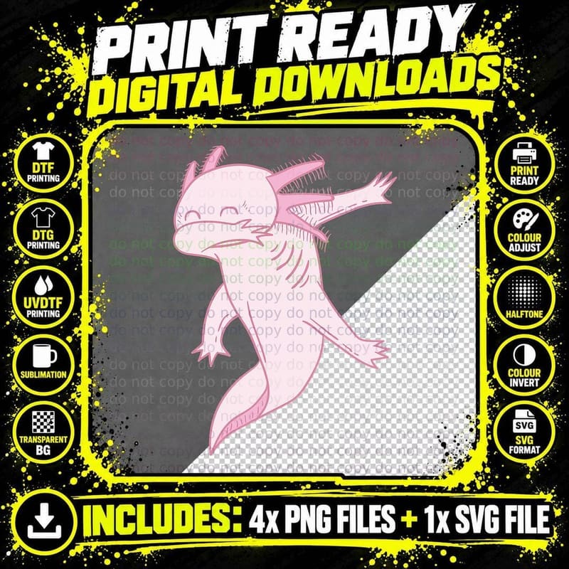 Dabbing Axolotl T-Shirt Dabolotl Axolotls Dab Dance Png SVG Digital Bundle