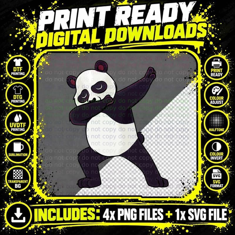 Dabbing Panda Giant Panda Bear Animal Lover Men Women Png SVG Digital Bundle