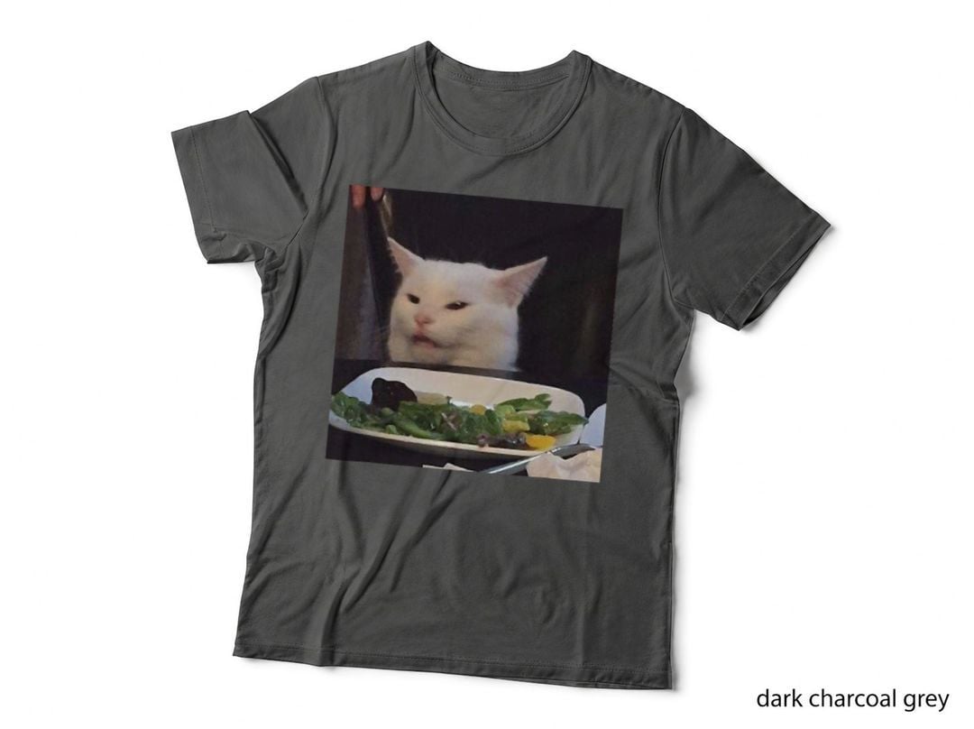 Dinner Table Cat Meme Funny Internet Yelling Confused Gift T-Shirt
