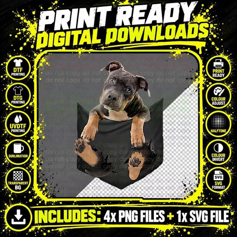 Dog Lovers Gifts Pitbull in Pocket Funny Dog Pitbull Png SVG Digital Bundle