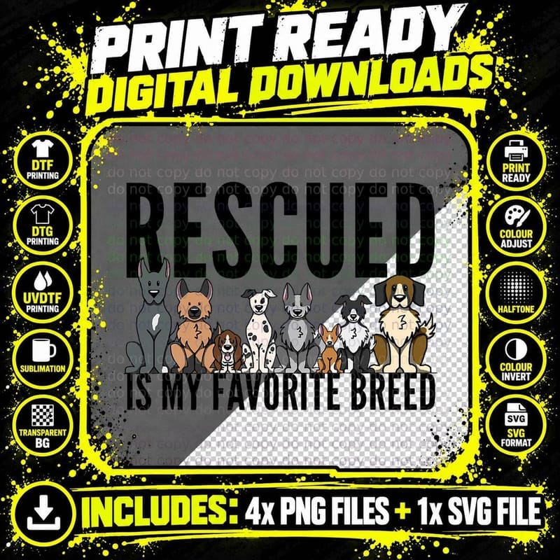 Dog Lovers T-Shirt for Women Men Kids - Rescue Dog Shirt Png SVG Digital Bundle