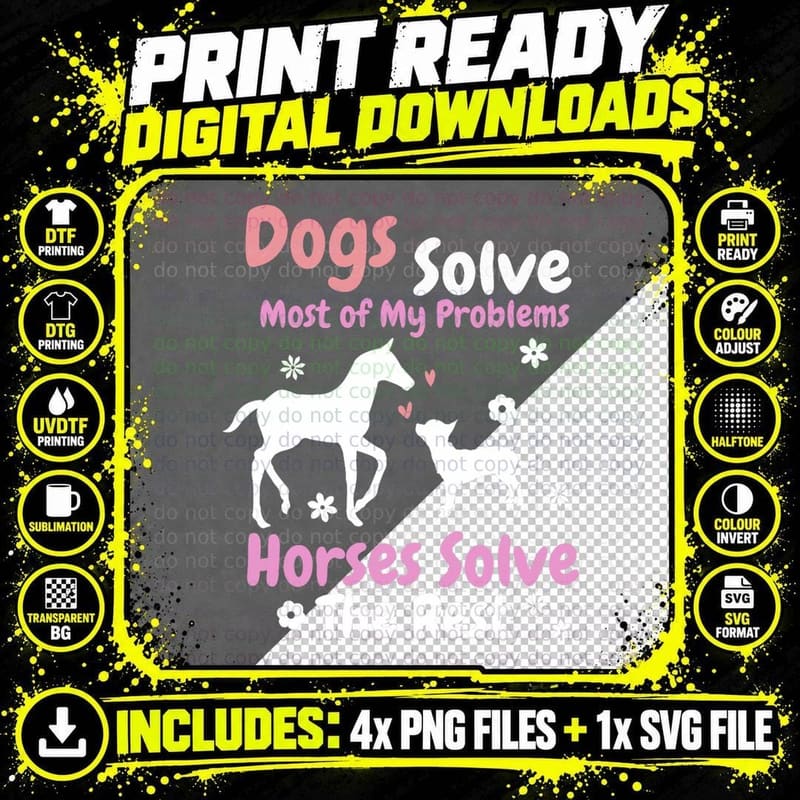 Dog and Horse Lover Art for Women Equestrian T-Shirt Png SVG Digital Bundle