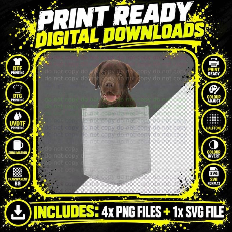 Dog in Your Pocket Chocolate Lab, Labrador for Women Png SVG Digital Bundle