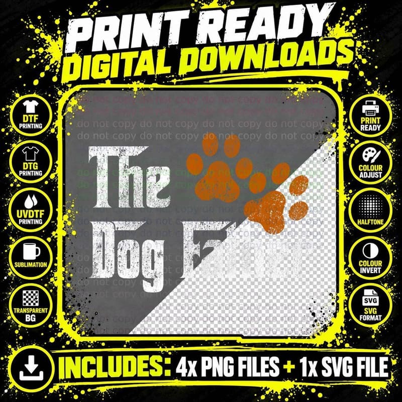 Dog-Father Funny Dad Daddy Papa Pops Fathers Day Gift Png SVG Digital Bundle