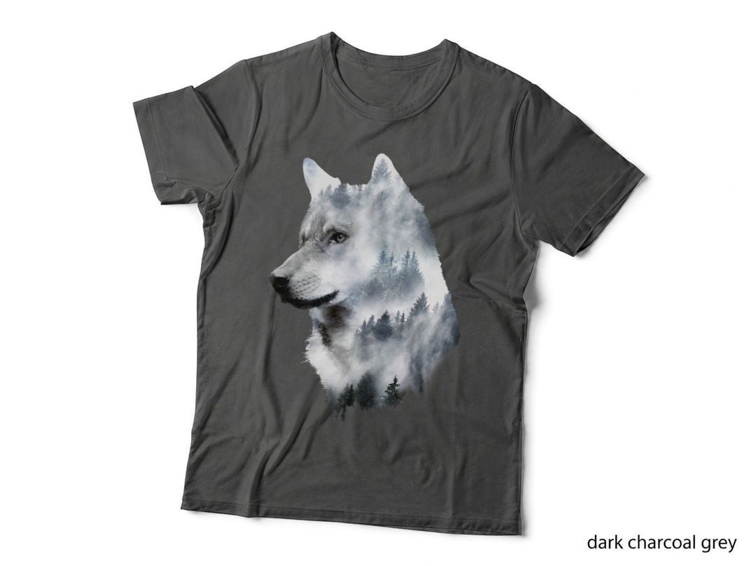 Double Exposure Wolf Wolves Lover Gift Artsy Animal Wildlife T-Shirt