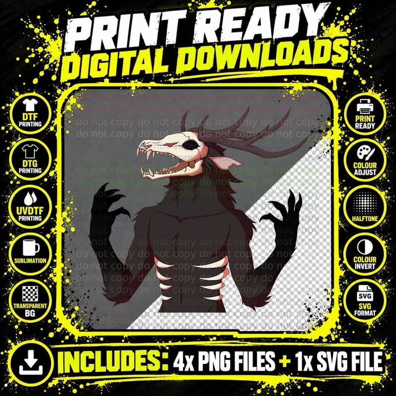 Dragon Demon Creature T-Shirt, Dragon Head Skull Teeth Png SVG Digital Bundle