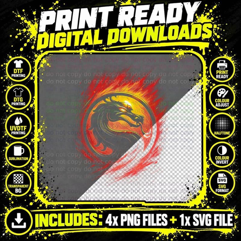 Dragon Fire T-Shirt, Fantasy Art Print Png SVG Digital Bundle