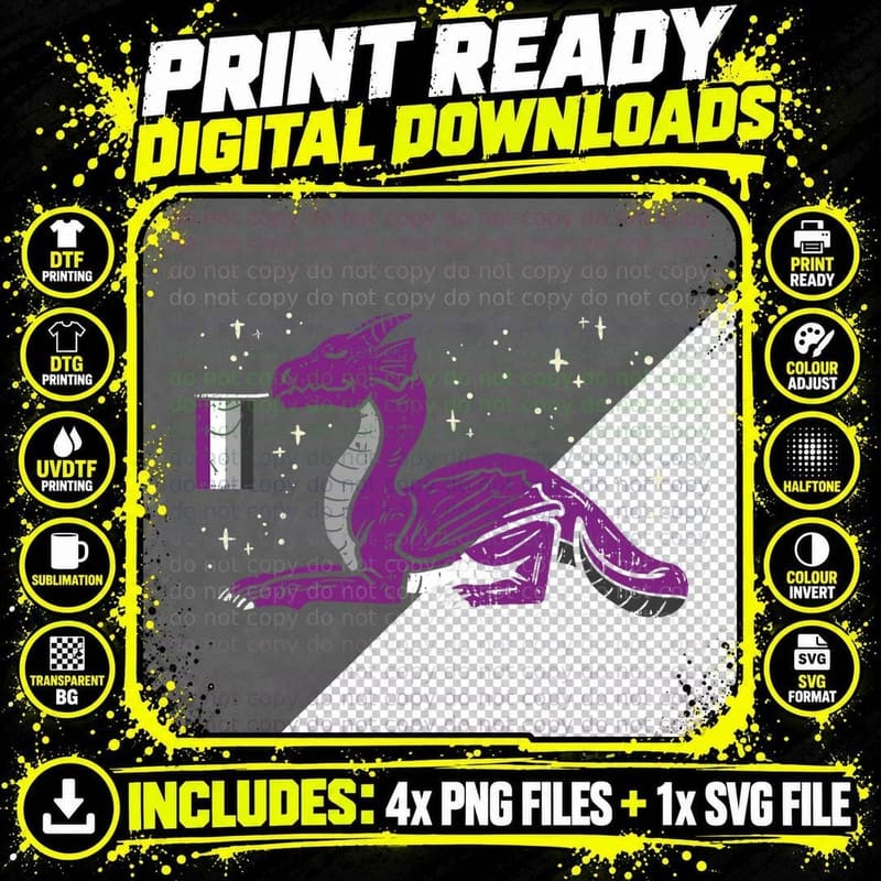 Dragon Mythical Animal LGBTQ Asexual Flag Ace Pride Ally Png SVG Digital Bundle