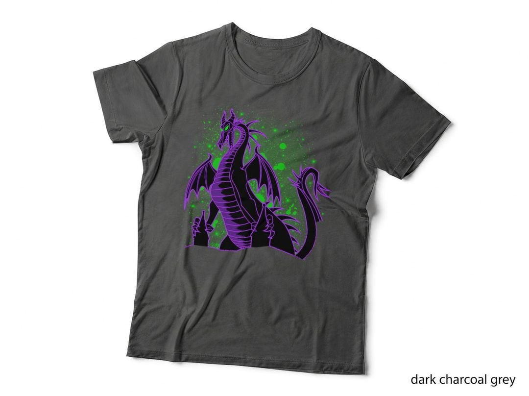 Dragon Watercolour Silhouette T-Shirt, Fantasy Art, Gothic Style