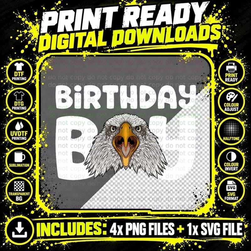 Eagle Birthday Boy Party Bird Kids Boys Bald Eagle Png SVG Digital Bundle