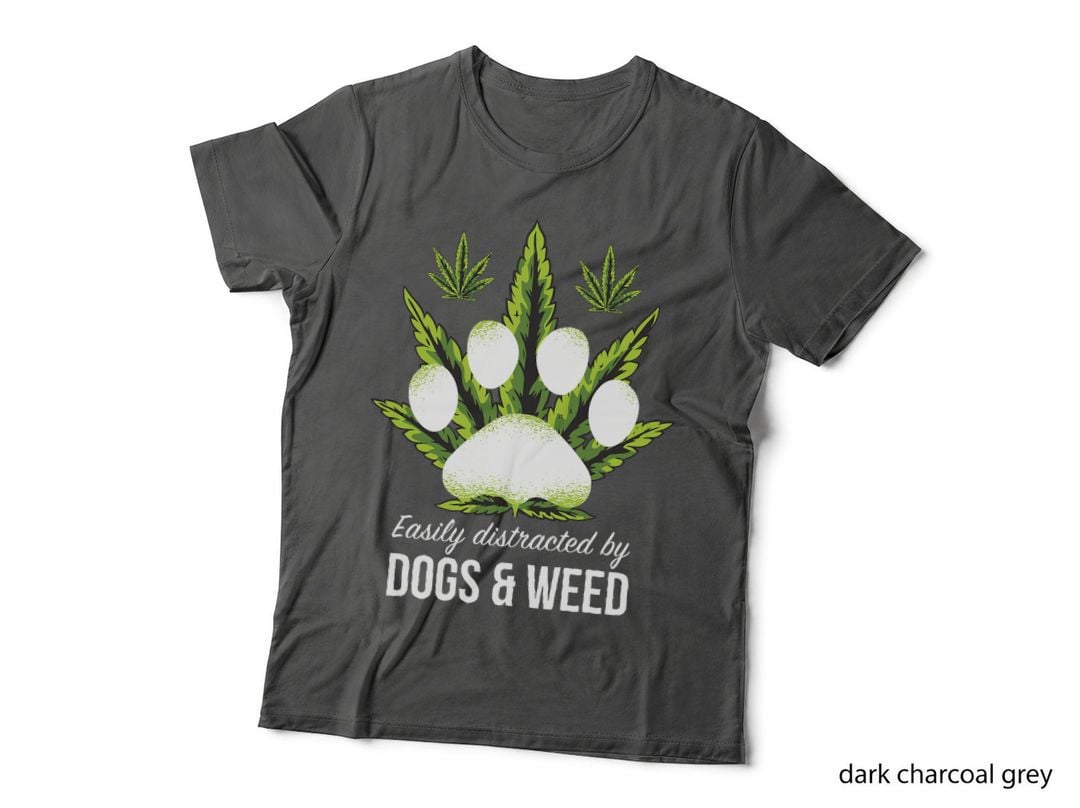Easily Distracted by Dogs Weed Shirt Funny Dog Lover Gifts T-Shirt