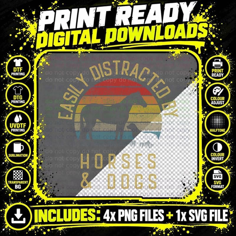 Easily Distracted by Horses and Dogs I Like Heart Horse Png SVG Digital Bundle