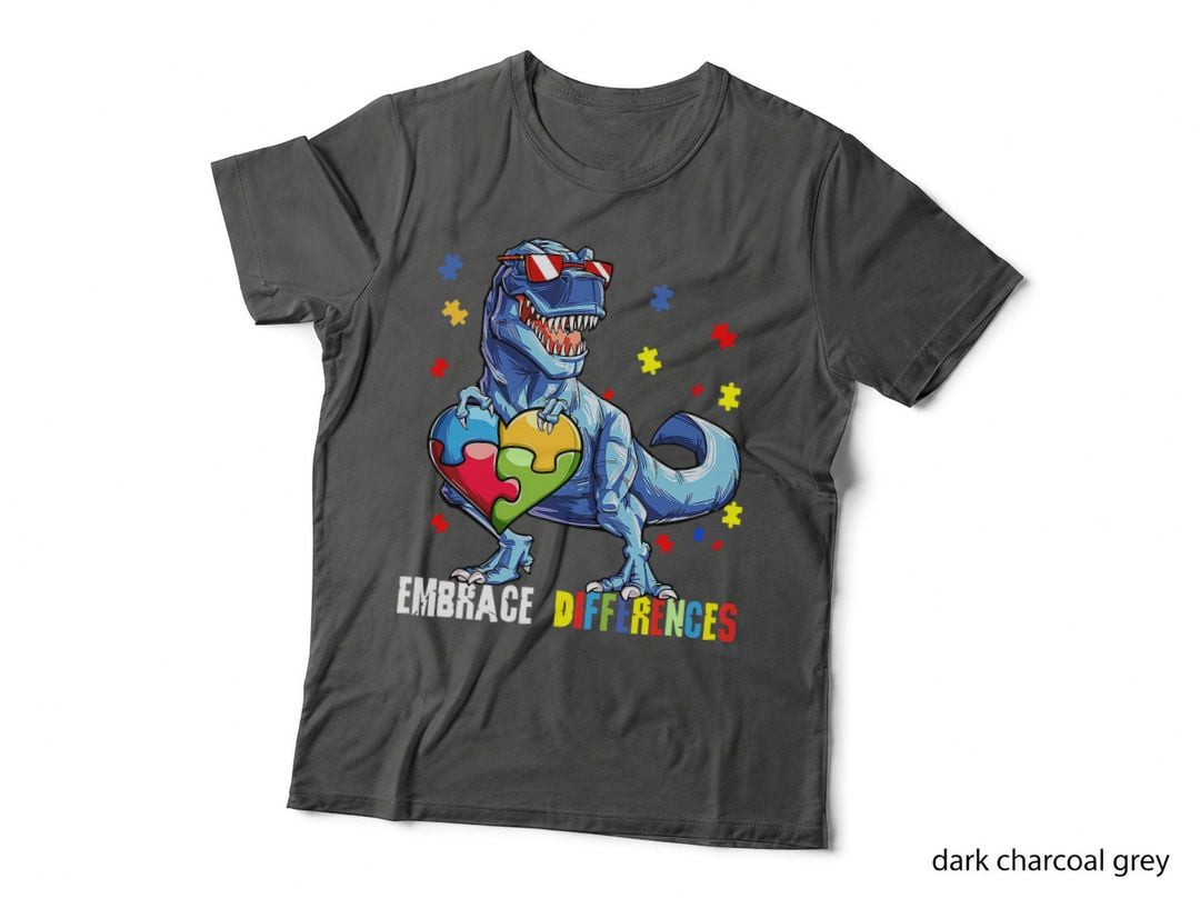 Embrace Differences ASD Spectrum Dinosaur Autism Awareness T-Shirt